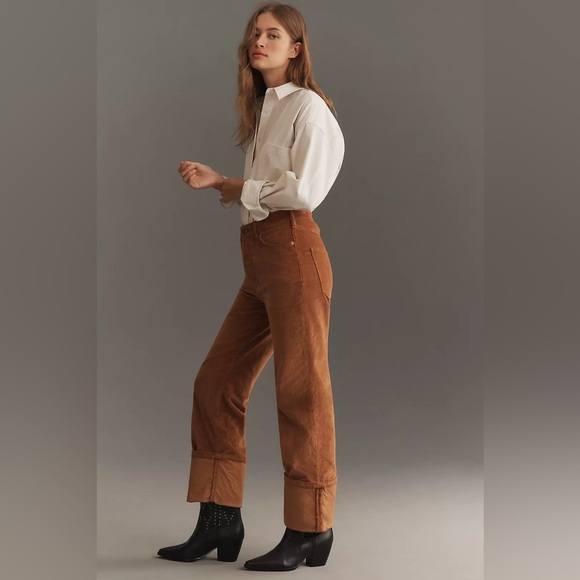 NWT The Scotty Cuffed High-Rise Straight-Leg Jean by Pilcro: Corduroy Edition☀️🟡 - Picture 3 of 9